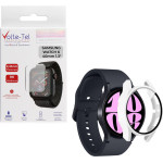Volte-Tel Tempered Glass Samsung Watch 6 40mm 1.3'' 9H 0.30mm Pc Edge Cover With Key 3D Full Glue Full Cover WHITE