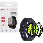 Volte-Tel Tempered Glass Samsung Watch 6 44mm 1.5'' 9H 0.30mm Pc Edge Cover With Key 3D Full Glue Full Cover BLACK