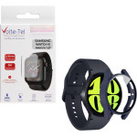 Volte-Tel Tempered Glass Samsung Watch 6 44mm 1.5'' 9H 0.30mm Pc Edge Cover With Key 3D Full Glue Full Cover BLUE