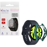 Volte-Tel Tempered Glass Samsung Watch 6 44mm 1.5'' 9H 0.30mm Pc Edge Cover With Key 3D Full Glue Full Cover GREEN