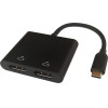 Deltaco Multi-Stream Transport Hub Type C �������� �� 2x Display Port 4K/60Hz ������ 10cm ������ - (USBC-2DP)
