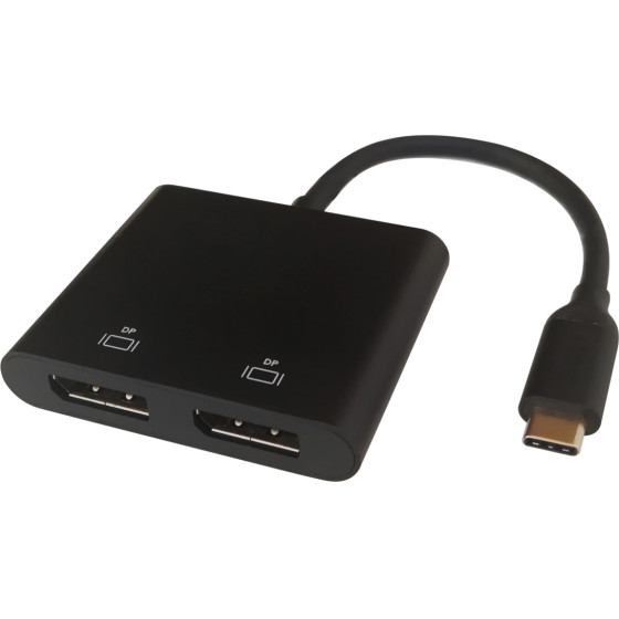 Deltaco Multi-Stream Transport Hub Type C �������� �� 2x Display Port 4K/60Hz ������ 10cm ������ - (USBC-2DP)