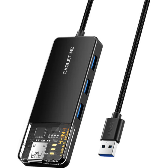 Cabletime Usb Hub 4x �����, 5Gbps, Usb �������, 1m, ����� - (CT-HUBT2-PB)