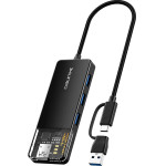 Cabletime Usb Hub 4x �����, 5Gbps, USB/USB-C �������, ����� - (CT-HUBT3-PB)