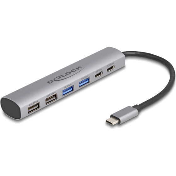 DeLock Usb Hub 6x �����, 10Gbps, USB-C �������, ���� - (64232)