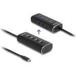DeLock Usb Hub �� ���������, 4 �����, 10Gbps, USB-C �������, ����� - (64233)