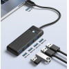 Orico Usb Hub PAPW4A-C3, 4x �����, 5Gbps, USB-C �������, ����� - (PAPW4A-C3-015-BK-EP)