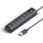 Orico Usb Hub PW7U-U3, 7x �����, 5Gbps, Usb �������, 50cm, ����� - (PW7U-U3-05-BK-EP)