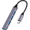 Powertech Usb Hub 4x �����, 5Gbps, USB-C �������, ���� - (PT-1113)