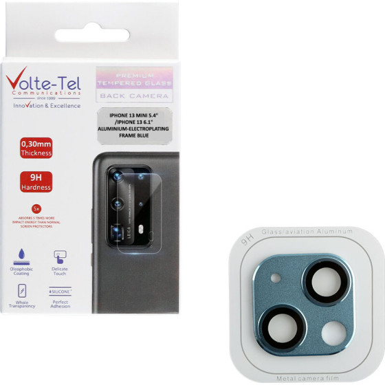 Volte-Tel Camera Glass Cover Iphone 13 Mini 5.4''/Iphone 13 6.1'' 9H 0.30MM 3D ALUMINIUM-Electroplating Frame BLUE