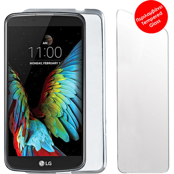 Volte-Tel Combo Lg K10 K420 5.3'' Tempered 0.30 + ���� Slimcolor WHITE
