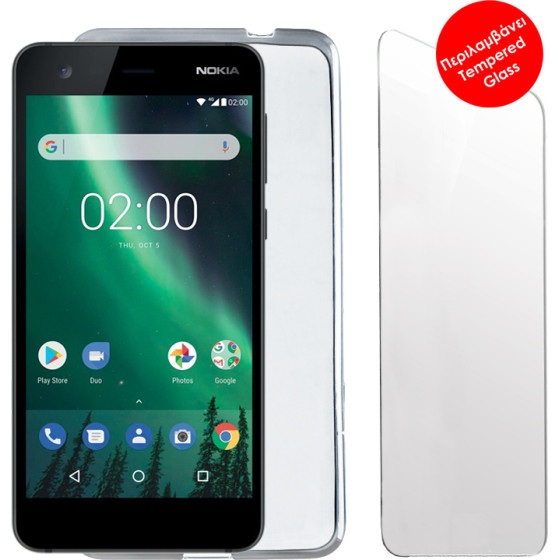 Volte-Tel Combo Nokia 2 5.0'' Tempered 0.30 + ���� Slimcolor WHITE