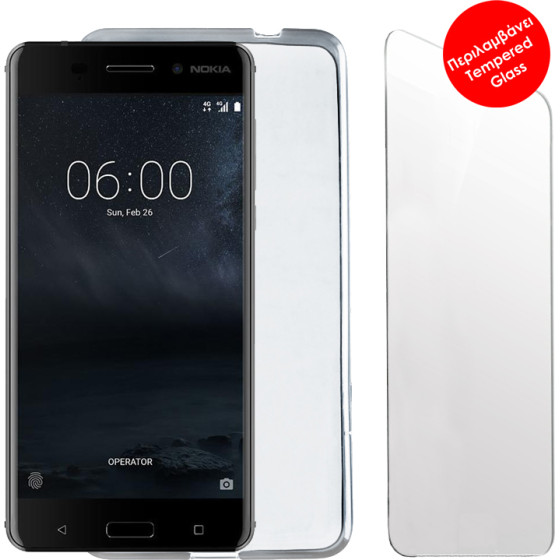 Volte-Tel Combo Nokia 6 5.5'' Tempered 0.30 + ���� Slimcolor WHITE