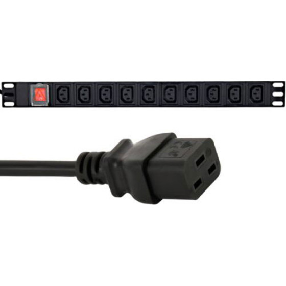 Energenie Power Distribution Unit (PDU), 10PCs C13 SOCKETS, 1U, 16A, C19 Plug 2M Cable - (EG-PDU-10C132C19)