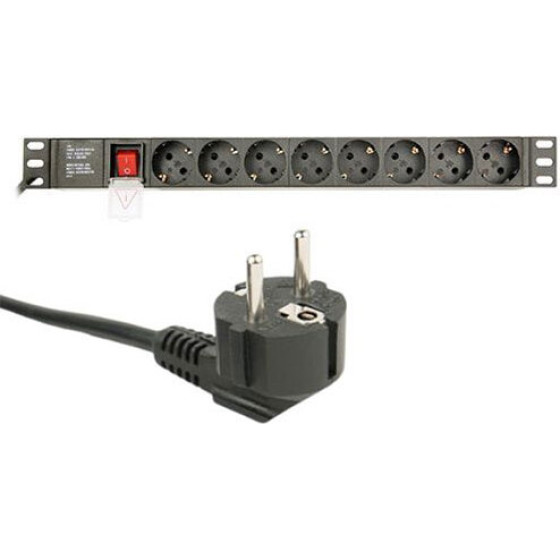 Energenie Power Distribution Unit (PDU), 8 Schuko SOCKETS, 1U, 16A, 3M Cable - (EG-PDU-014)
