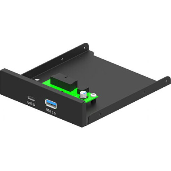 Gembird Internal 3.5''Front Pc PANEL, Usb 3.1 TYPE-A + TYPE-C Port Black - (FDI3-U3C-01)