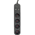 Gembird Smart Power Strip With Usb Charger 4 Sockets Black - (TSL-PS-S4U-01)