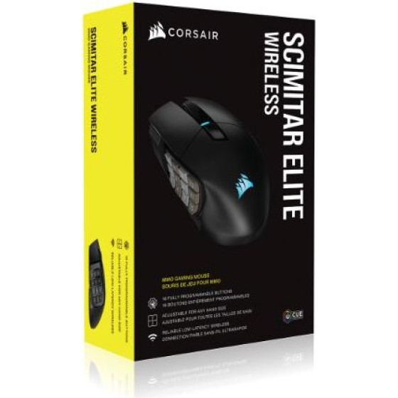 Corsair Wireless Optical Gaming Mouse MMO/Moba Scimitar Elite Rgb 26.000 Dpi - Black - (CH-9314311-EU)