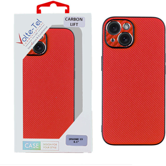 Volte-Tel ���� Iphone 15 6.1'' Carbon Lift Full Camera Protection RED