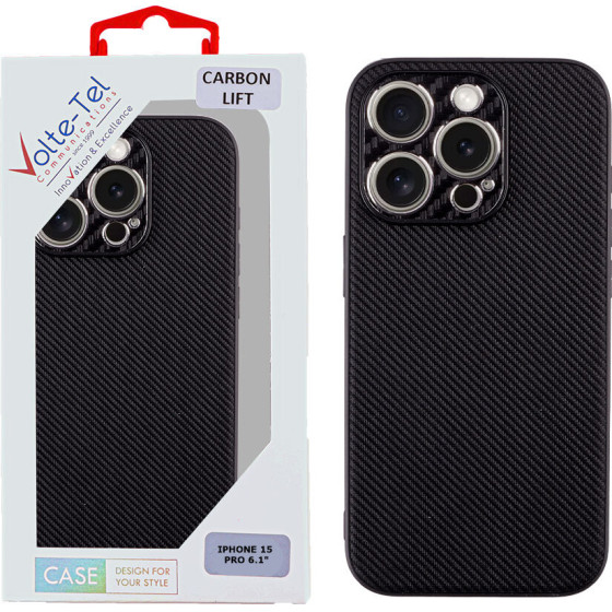 Volte-Tel ���� Iphone 15 Pro 6.1'' Carbon Lift Full Camera Protection BLACK