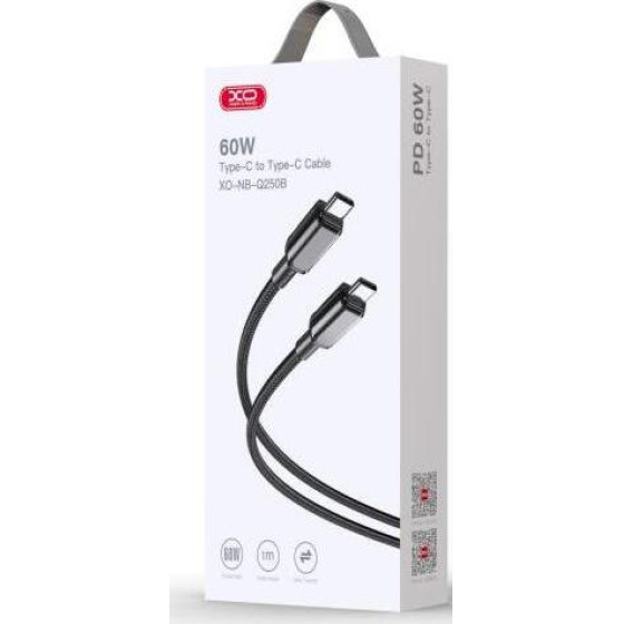 XO NB-Q250B Pd 60W TYPE-C �� TYPE-C Pvc Shiny Colorful Fast Charging Cable ����� - (XO-NB250BK)