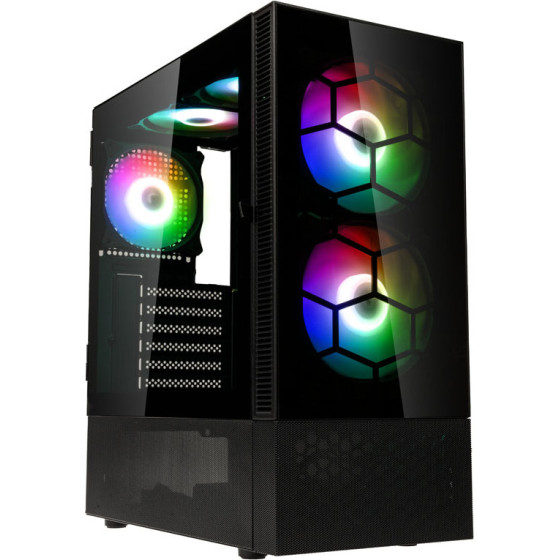 Kolink Observatory Mx Glass Argb Midi Tower Case - Black (With 5 Argb Fans - 2x140mm & 3x120mm) - (PGW-CH-KOL-113)
