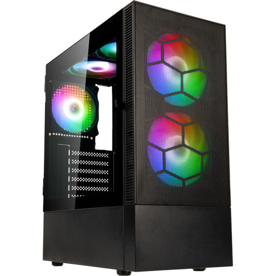 Kolink Observatory Mx Mesh Argb Midi Tower Case - Black (With 5 Argb Fans - 2x140mm & 3x120mm) - (PGW-CH-KOL-116)