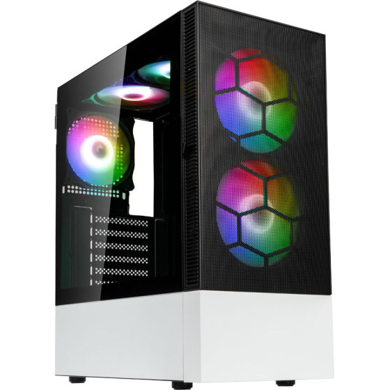 Kolink Observatory Mx Mesh Argb Midi Tower Case - Black/White (With 5 Argb Fans - 2x140mm & 3x120mm) - (PGW-CH-KOL-117)
