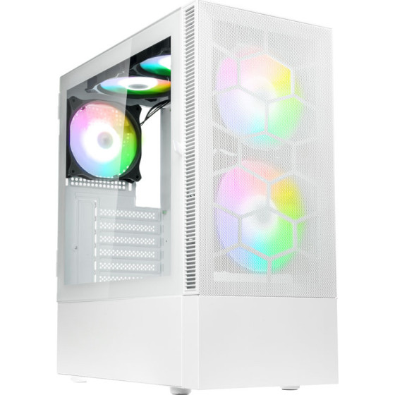 Kolink Observatory Mx Mesh Argb Midi Tower Case - White (With 5 Argb Fans - 2x140mm & 3x120mm) - (PGW-CH-KOL-118)