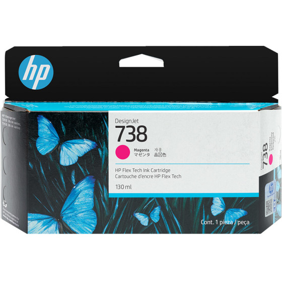 HP 738 130-Ml Magenta Designjet Ink Cartridge - (498N6A)