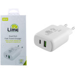 Lime Type C Pd 3.0 Dual Super Fast Travel LTC36W 36W 4.0A - Usb Qc 3.0 21W Max 36W WHITE