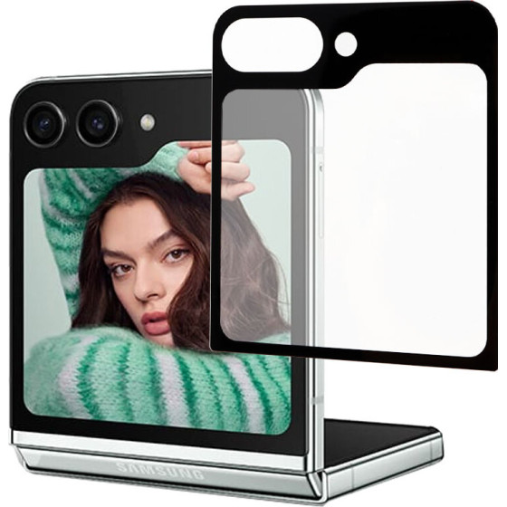 Idol 1991 Tempered Glass Samsung Z Flip 5 5G F731 6.7'' 9H 0.25mm 2.5D Outside Silk Screen Full Cover BLACK