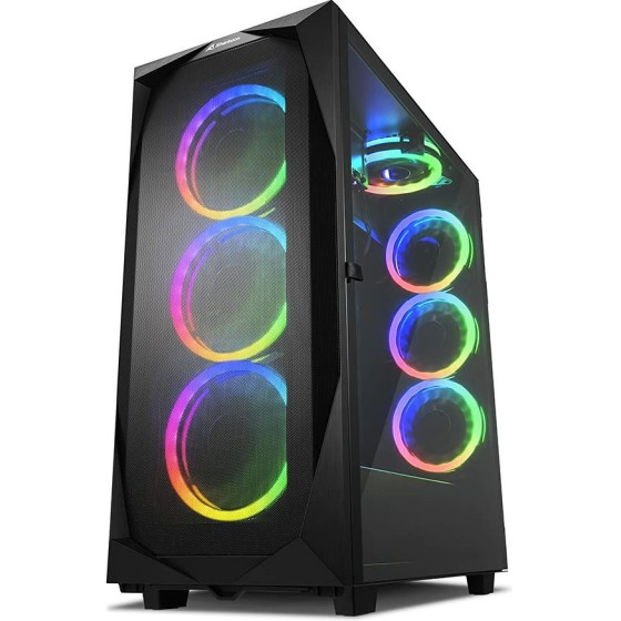 Sharkoon REV300 Gaming Full Tower ����� ���������� �� ������ �������� ��� Rgb ������� ����� - (REV300BRGB)