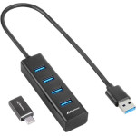 Sharkoon Usb 3.2 Hub 4 ����� �� ������� USB-A / USB-C - (4PALUHUBBLK)
