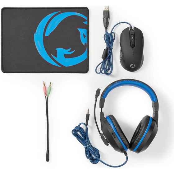 Nedis Gaming Combo Kit 3-in-1 Over Ear Gaming Headset �� ������� 3.5mm - (GCK31100BK)