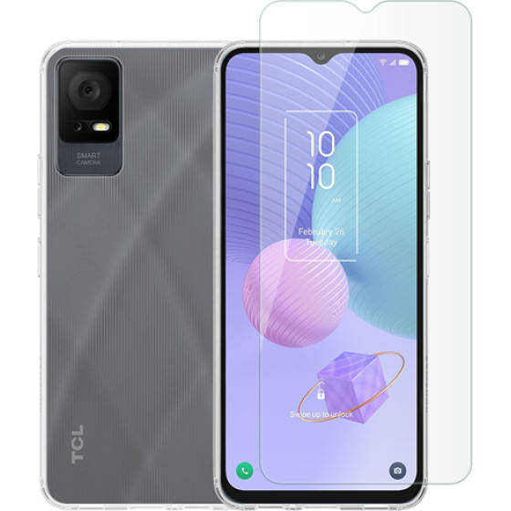 Vivid Set Tpu Case + Tempered Glass Tcl 405/406/408 Transparent - (VIGELLY266GLASSTN)