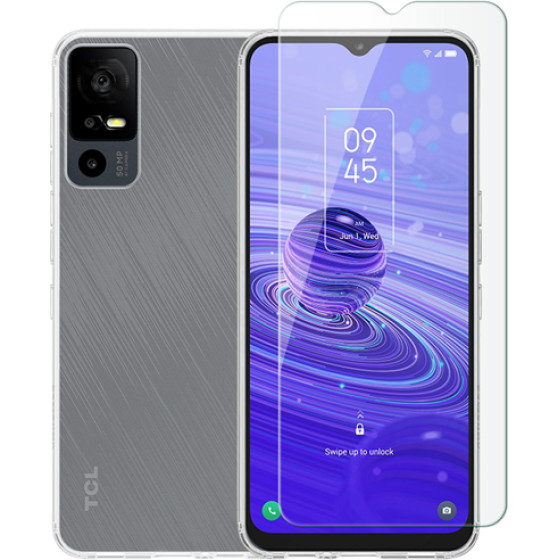 Vivid Set Tpu Case + Tempered Glass Tcl 40R 5G Transparent - (VIGELLY281GLASSTN)