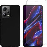 Vivid Set Silicone Matte Case + Tempered Glass Poco X5/Note 12 5G Black - (VIMAT285BKGLASSTN)