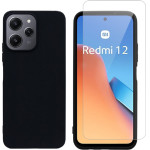 Vivid Set Silicone Matte Case + Tempered Xiaomi Redmi 12 Black - (VIMAT319BKGLASSTN)