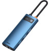Baseus Multifunctional Hub Docking Station Metal Gleam Series 6 In 1 Type-C To HDMI+Usb 3.0+RJ45 Blu - (WKWG000003)