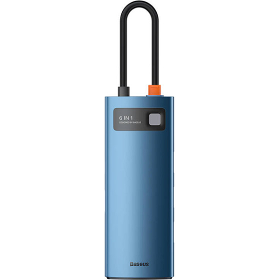 Baseus Multifunctional Hub Docking Station Metal Gleam Series 6 In 1 Type-C To HDMI+Usb 3.0+RJ45 Blu - (WKWG000003)