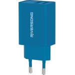 Riversong Travel Adapter SafeKub D2 2.4A Dual USB Blue - (AD29-EUBL)