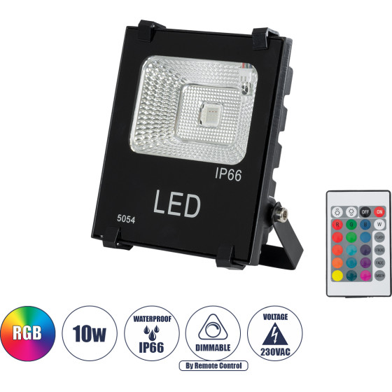 GloboStar Multicolor �������������� ��������� Led 10W 650lm 120� Ac 220-240V ���������� IP66 �� �������� ����������� Ir - Rgb - �11 x �4 x �13.5cm - 3 ������ ������� - (75600)