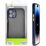 Lime Successories Lime ���� Iphone 14 Pro 6.1'' Hardshell Fusion Full Camera Protection Blue With Yellow KEYS