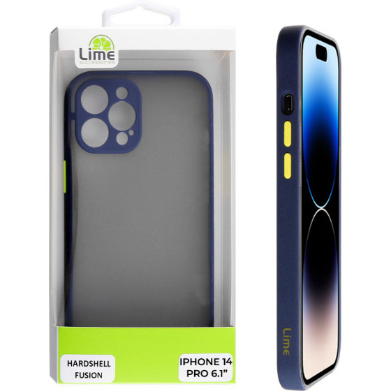Lime Successories Lime ���� Iphone 14 Pro 6.1'' Hardshell Fusion Full Camera Protection Blue With Yellow KEYS