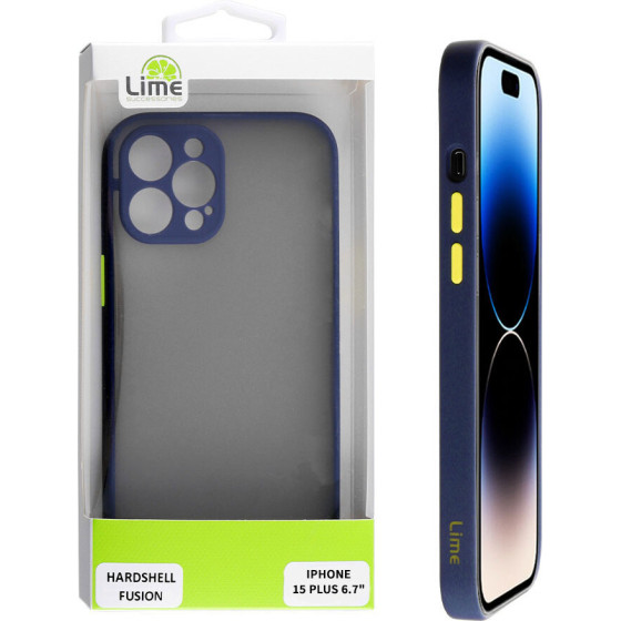 Lime Successories Lime ���� Iphone 15 Plus 6.7'' Hardshell Fusion Full Camera Protection Blue With Yellow KEYS
