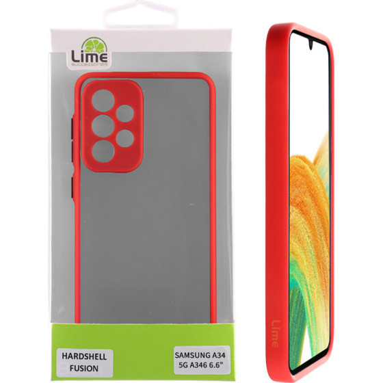 Lime Successories Lime ���� Samsung A34 5G A346 6.6'' Hardshell Fusion Full Camera Protection Red With Black KEYS