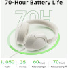 QCY H4 High-Res Headset White w. Mic, Hybrid Feed Noise Canceling With 4 Mode Anc Button, 70h - (6957141408230)