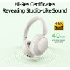 QCY H4 High-Res Headset White w. Mic, Hybrid Feed Noise Canceling With 4 Mode Anc Button, 70h - (6957141408230)