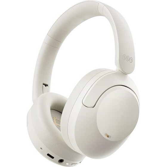 QCY H4 High-Res Headset White w. Mic, Hybrid Feed Noise Canceling With 4 Mode Anc Button, 70h - (6957141408230)